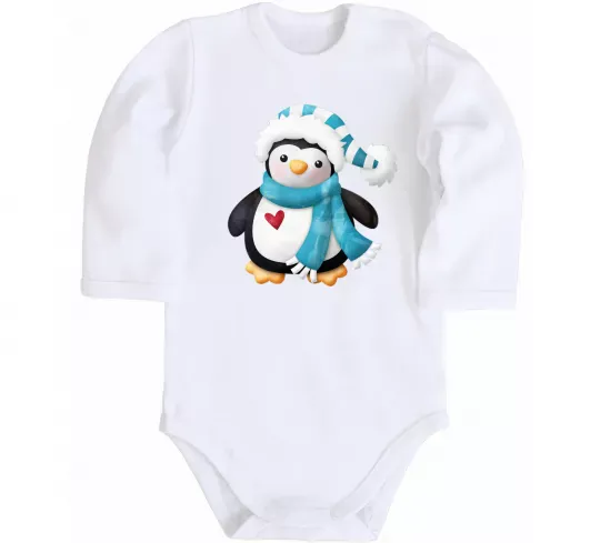 Детский боди Пінгвін в шарфі Белый фото