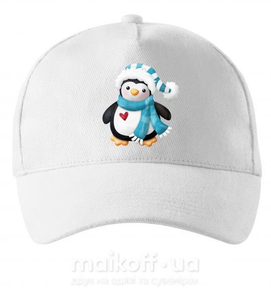 Кепка Пингвин в шарфе Белый фото