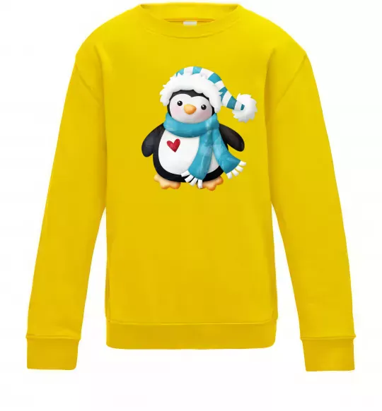 Детский Свитшот Пінгвін в шарфі Солнечно желтый фото