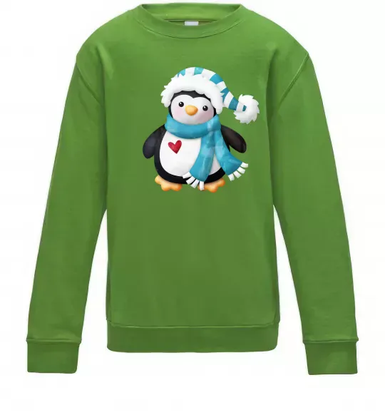 Детский Свитшот Пінгвін в шарфі Лаймовый фото