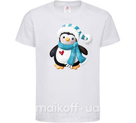 Дитяча футболка Пингвин в шарфе Білий фото