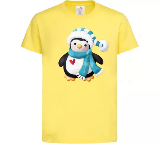 Детская футболка Пінгвін в шарфі Лимонный фото