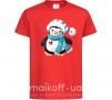 Детская футболка Пингвин в шарфе Красный фото