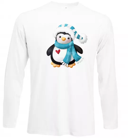 Лонгслив Пінгвін в шарфі Белый фото