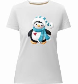 Женская премиум футболка Пінгвін в шарфі