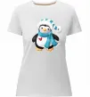 Жіноча преміум футболка Пінгвін в шарфі Білий фото