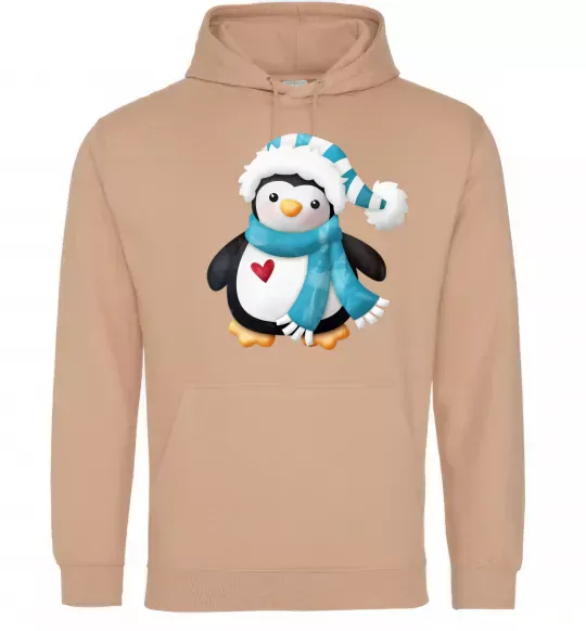 Женская толстовка (худи) Пінгвін в шарфі Песочный фото