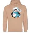 Женская толстовка (худи) Пінгвін в шарфі Песочный Женская толстовка (худи) Пінгвін в шарфі Песочный фото