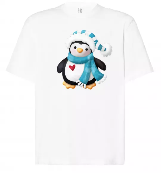 Футболка Оверсайз Пінгвін в шарфі Белый фото