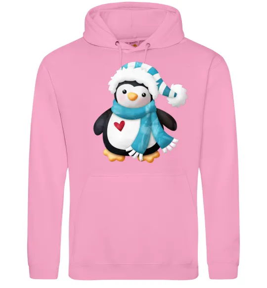 Мужская толстовка (худи) Пінгвін в шарфі Розовый фото