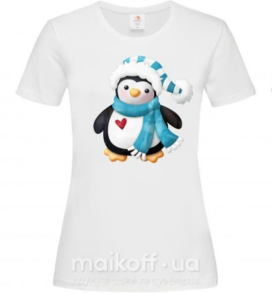 Жіноча футболка Пингвин в шарфе Білий фото