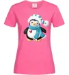 Жіноча футболка Пінгвін в шарфі Яскраво-рожевий фото