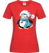 Жіноча футболка Пінгвін в шарфі Червоний фото