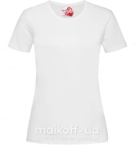 Жіноча футболка Аниме девушка санта Білий фото