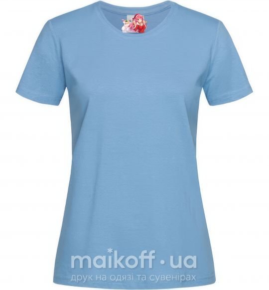 Женская футболка Аниме девушка санта Голубой фото