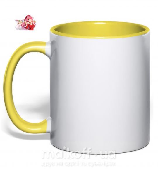 Чашка с цветной ручкой Аниме девушка санта Солнечно желтый фото