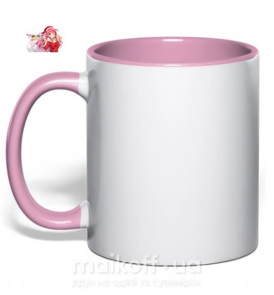 Чашка с цветной ручкой Аниме девушка санта Нежно розовый фото