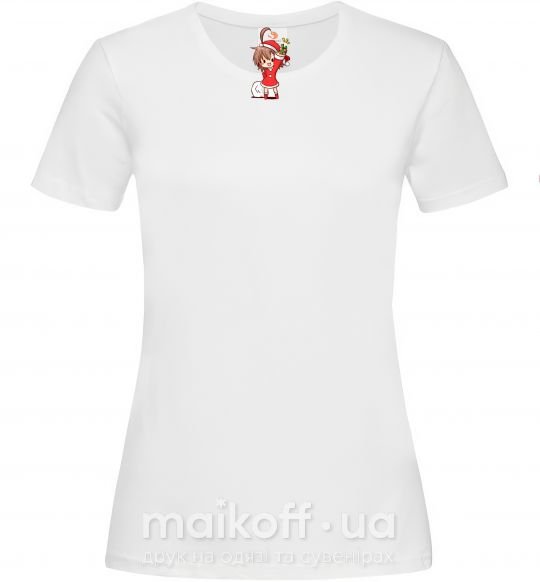 Жіноча футболка Аниме девочка санта Білий фото