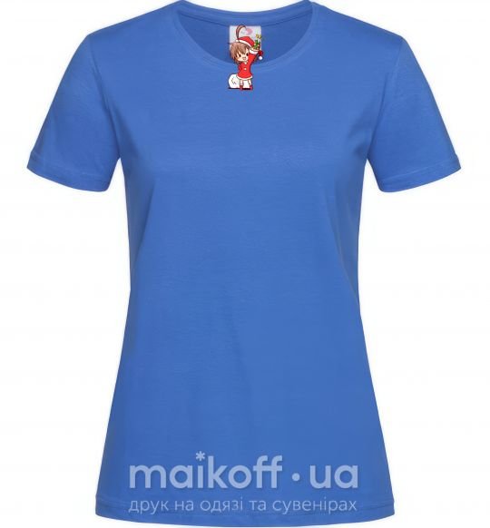Женская футболка Аниме девочка санта Ярко-синий фото