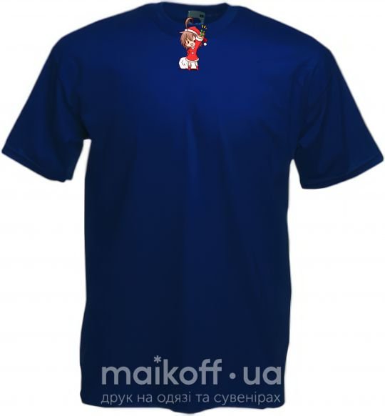 Мужская футболка Аниме девочка санта Глубокий темно-синий фото