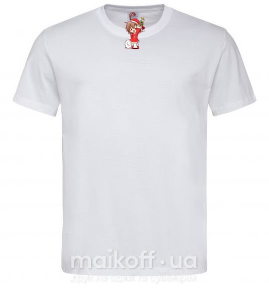 Мужская футболка Аниме девочка санта Белый фото