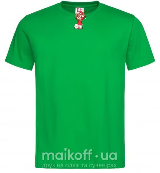 Мужская футболка Аниме девочка санта Зеленый фото