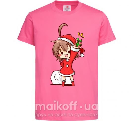 Дитяча футболка Аниме девочка санта Яскраво-рожевий фото