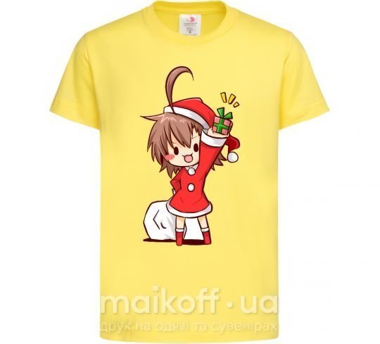 Детская футболка Аниме девочка санта Лимонный фото