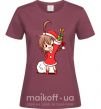 Женская футболка Аниме девочка санта Бордовый фото