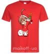 Мужская футболка Аниме девочка санта Красный фото