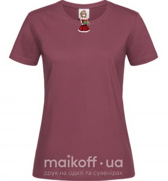Женская футболка Аниме с подарком Бордовый фото
