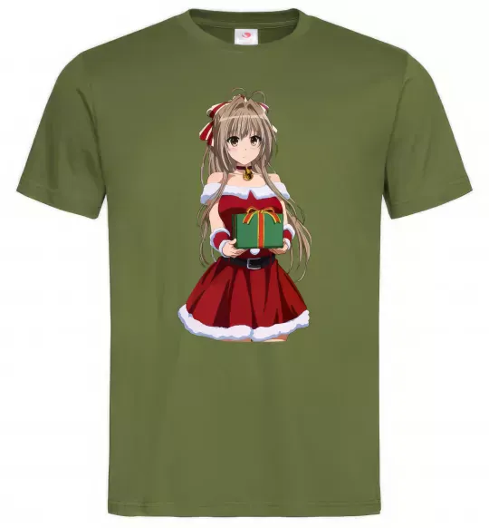 Мужская футболка Аніме з подарунком Оливковый фото