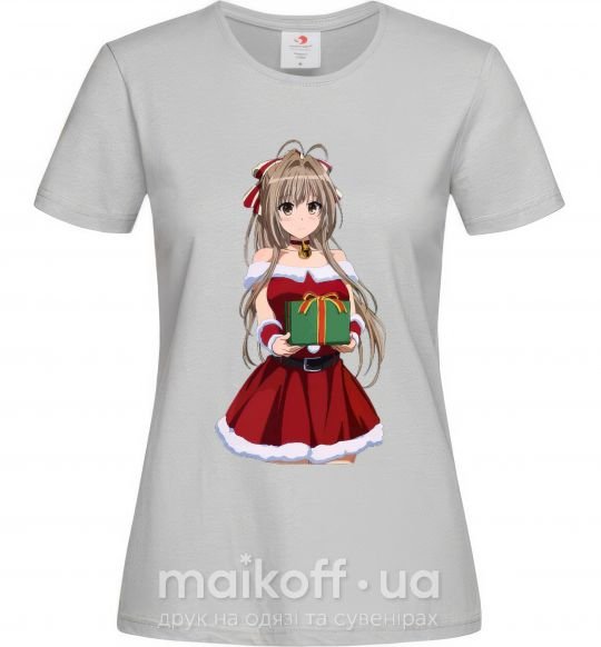 Женская футболка Аниме с подарком Серый фото