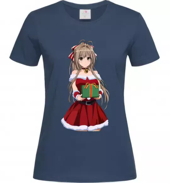 Жіноча футболка Аніме з подарунком Темно-синій фото