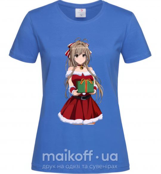 Женская футболка Аниме с подарком Ярко-синий фото