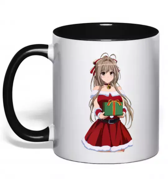 Чашка с цветной ручкой Аніме з подарунком Черный фото