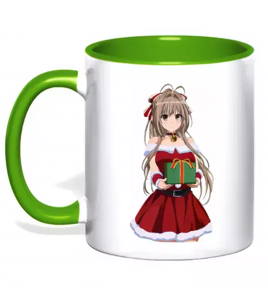 Чашка с цветной ручкой Аніме з подарунком Зеленый фото