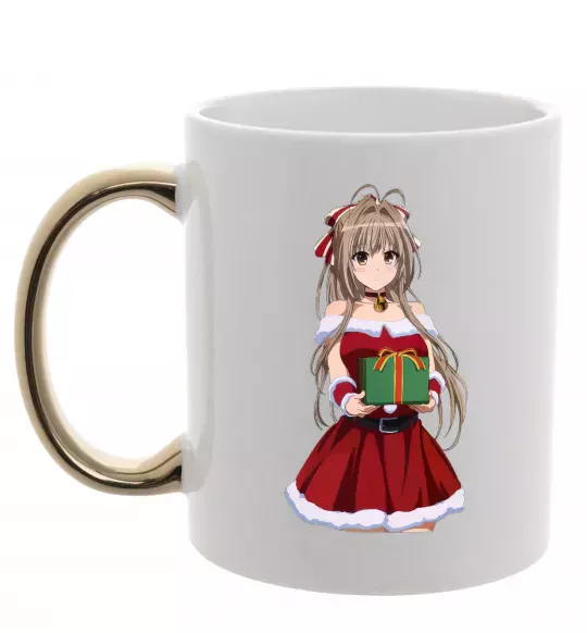 Чашка с цветной ручкой Аніме з подарунком Золото фото