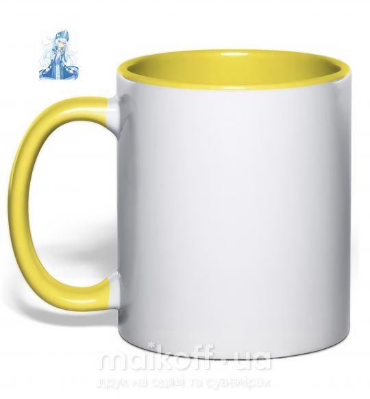 Чашка з кольоровою ручкою Аниме снегурочка цуи Сонячно жовтий фото