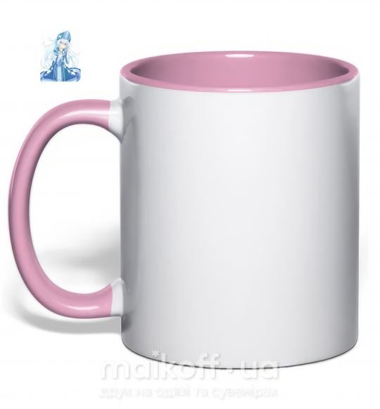 Чашка з кольоровою ручкою Аниме снегурочка цуи Ніжно рожевий фото