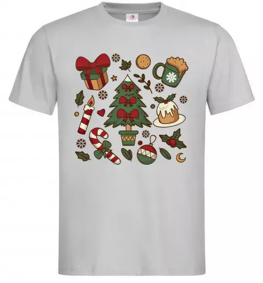 Мужская футболка Новий рік набір Серый фото