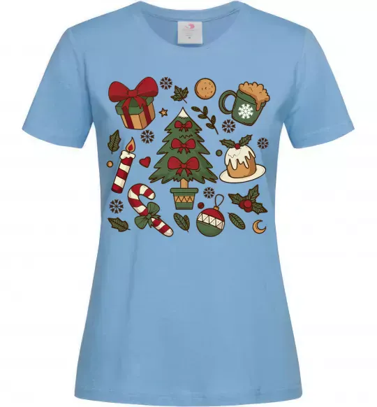 Женская футболка Новий рік набір Голубой фото