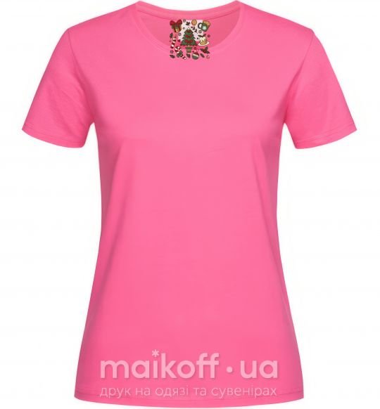 Женская футболка Новый год набор Ярко-розовый фото