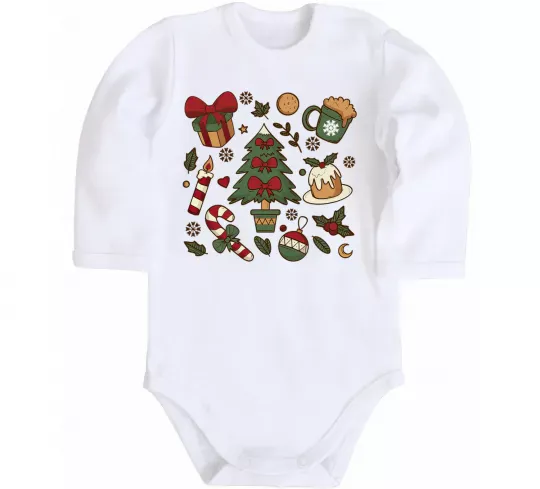 Дитячий бодік Новий рік набір Білий фото