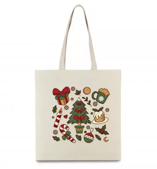 Эко-сумка Новий рік набір Бежевый фото