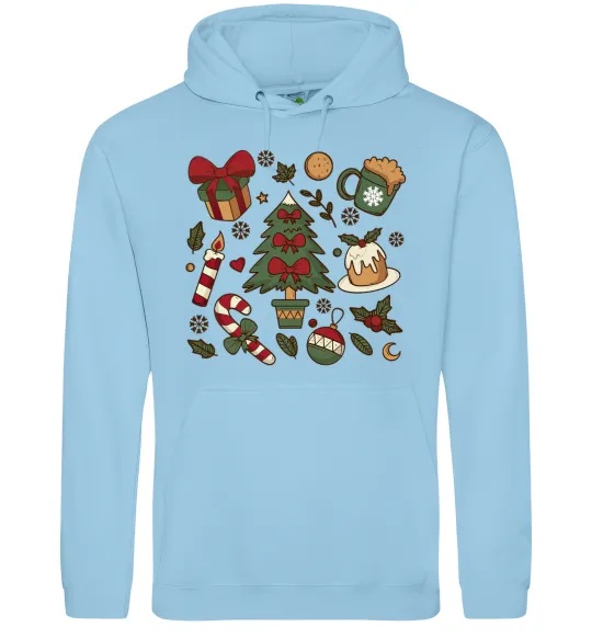 Чоловіча толстовка (худі) Новий рік набір Блакитний фото