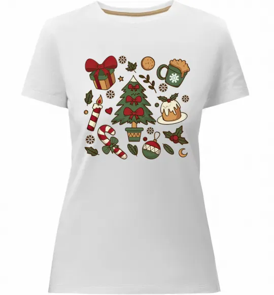 Женская премиум футболка Новий рік набір Белый фото