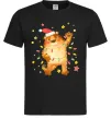 Мужская футболка Тигр в гірлянді Черный фото