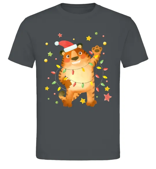 Мужская футболка Тигр в гірлянді Графит фото