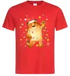 Мужская футболка Тигр в гірлянді Красный фото